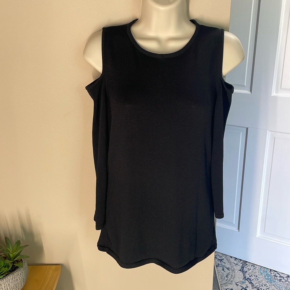 Inc black cold shoulder top